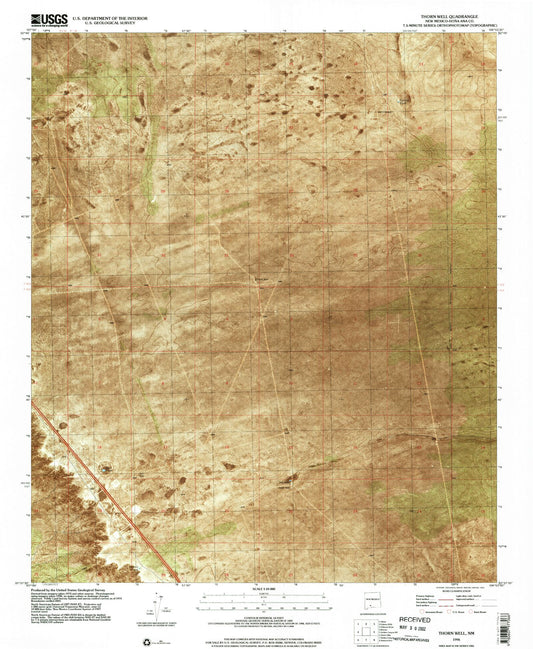 Classic USGS Thorn Well New Mexico 7.5'x7.5' Topo Map Image