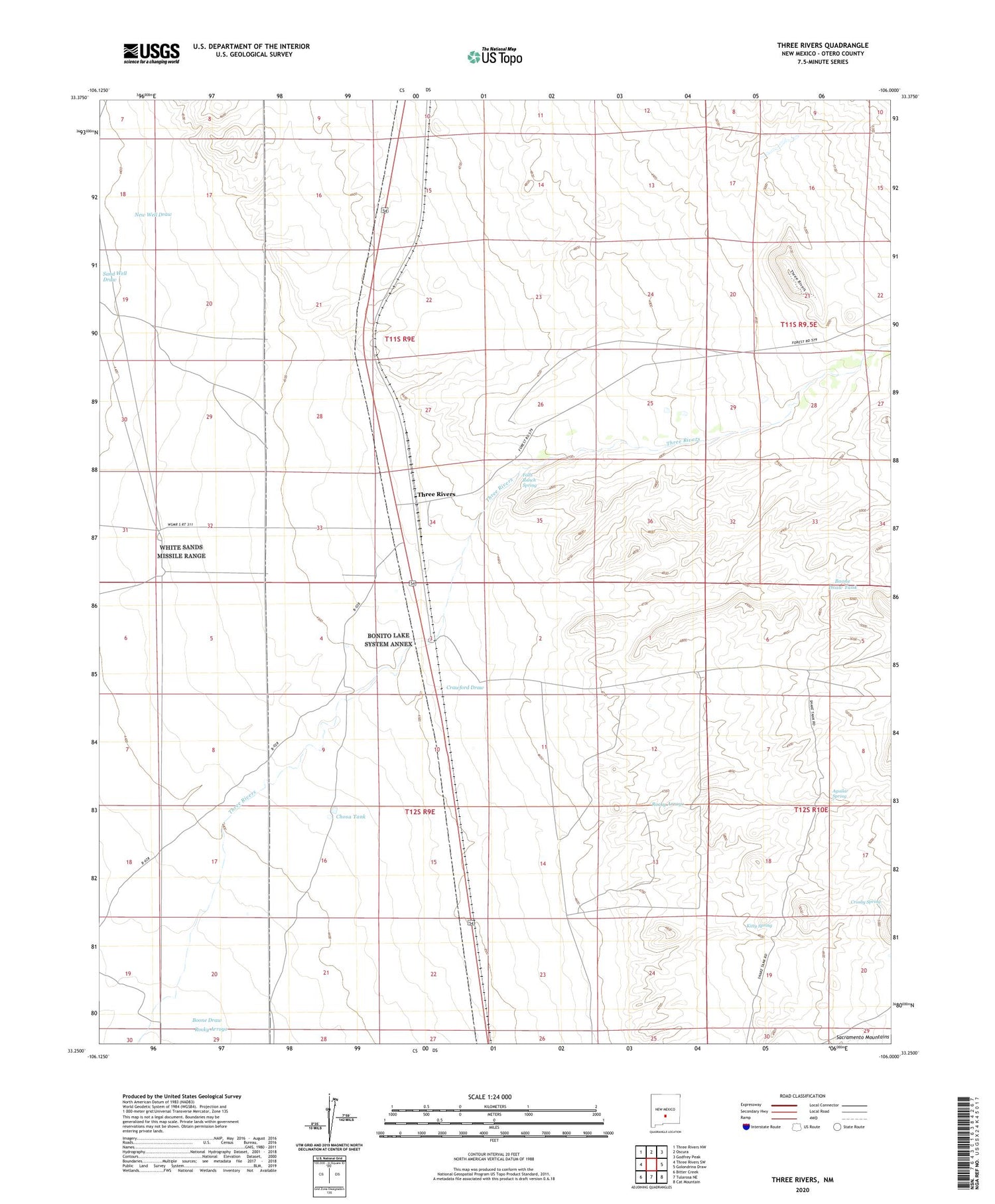 Three Rivers New Mexico US Topo Map Image