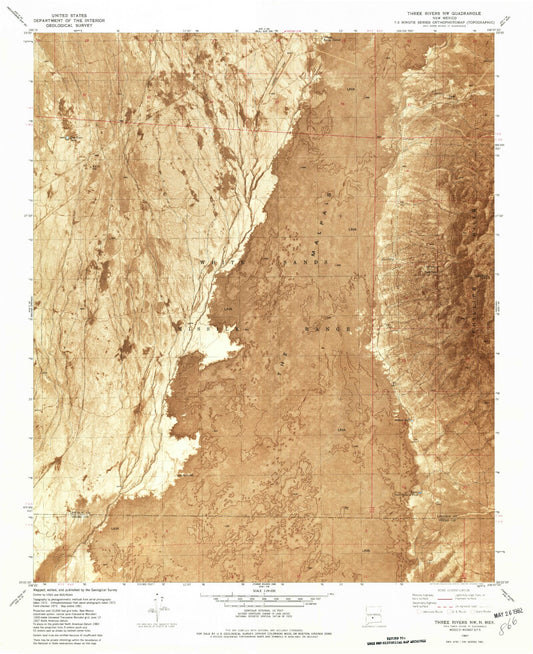 Classic USGS Three Rivers NW New Mexico 7.5'x7.5' Topo Map Image