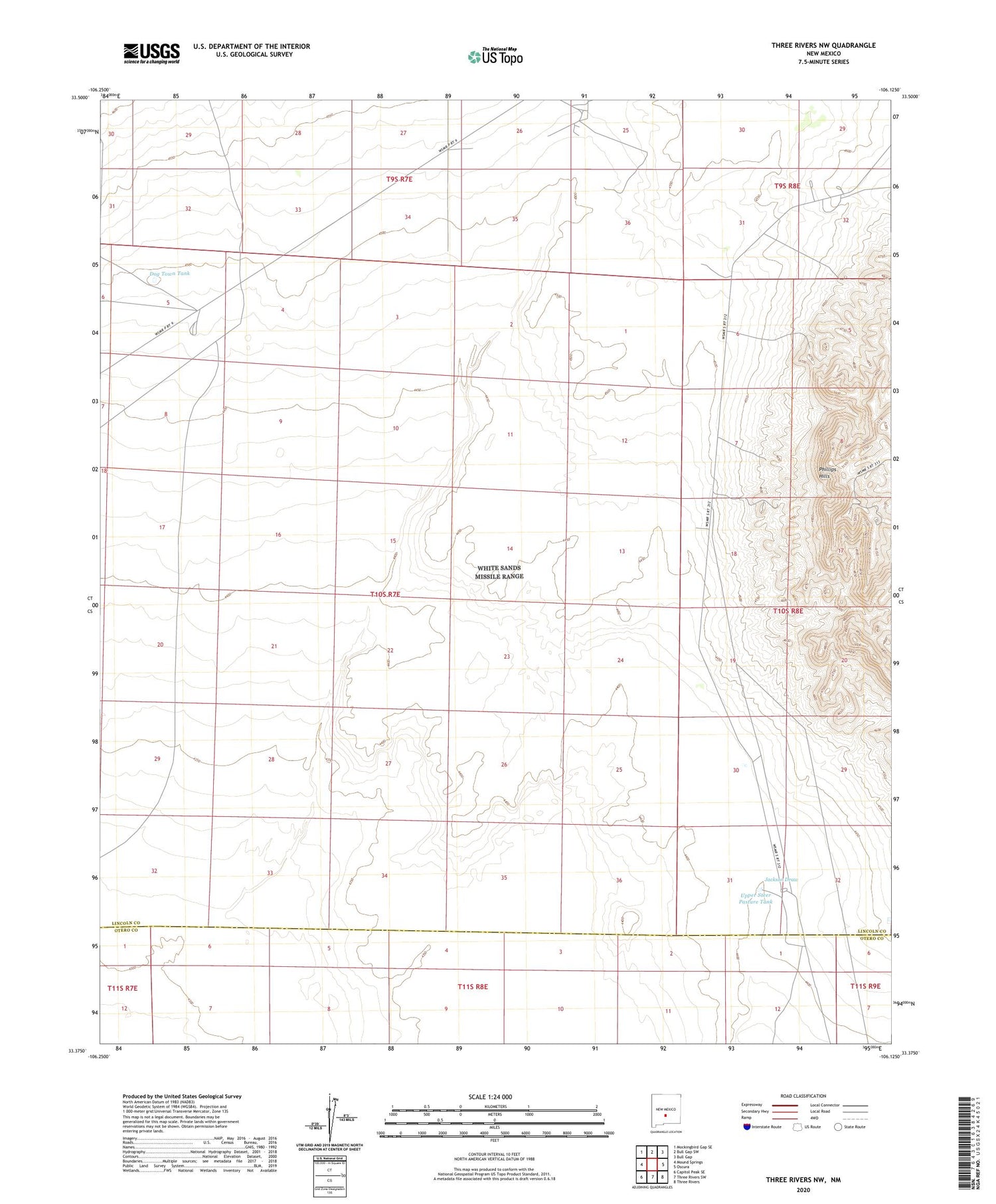 Three Rivers NW New Mexico US Topo Map Image