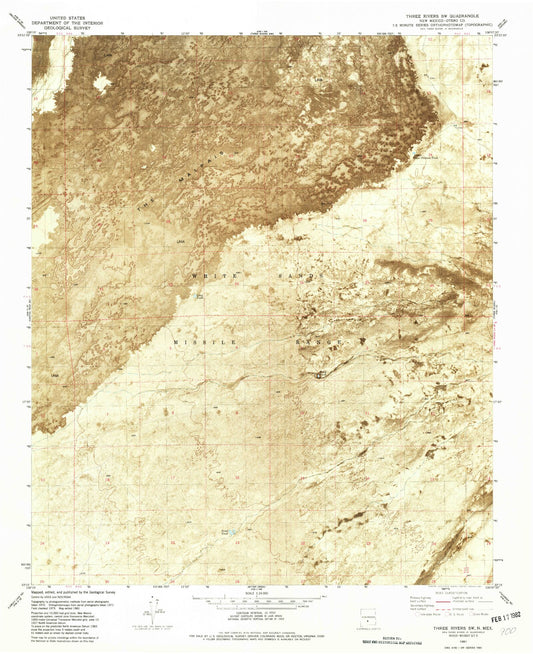 Classic USGS Three Rivers SW New Mexico 7.5'x7.5' Topo Map Image