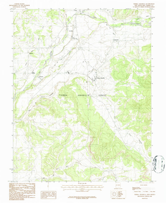 Classic USGS Tierra Amarilla New Mexico 7.5'x7.5' Topo Map Image