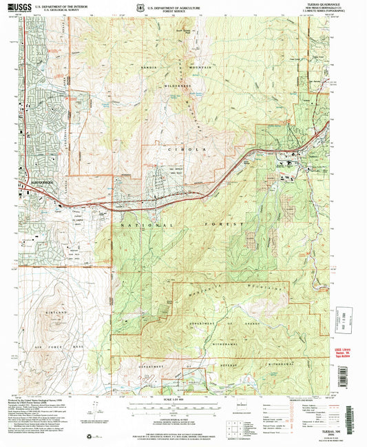 Classic USGS Tijeras New Mexico 7.5'x7.5' Topo Map Image