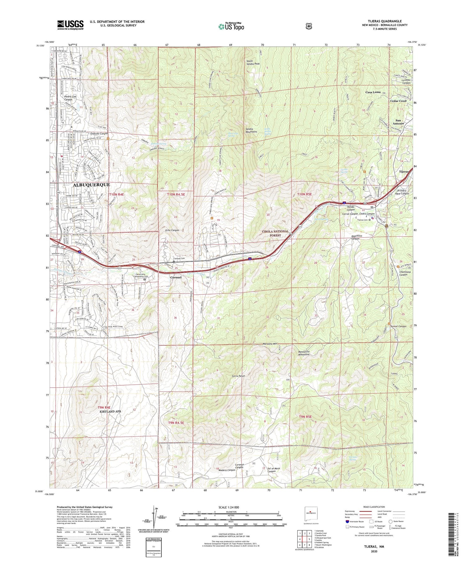 Tijeras New Mexico US Topo Map Image