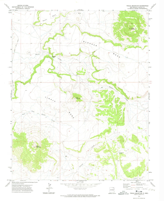 Classic USGS Tinaja Mountain New Mexico 7.5'x7.5' Topo Map Image