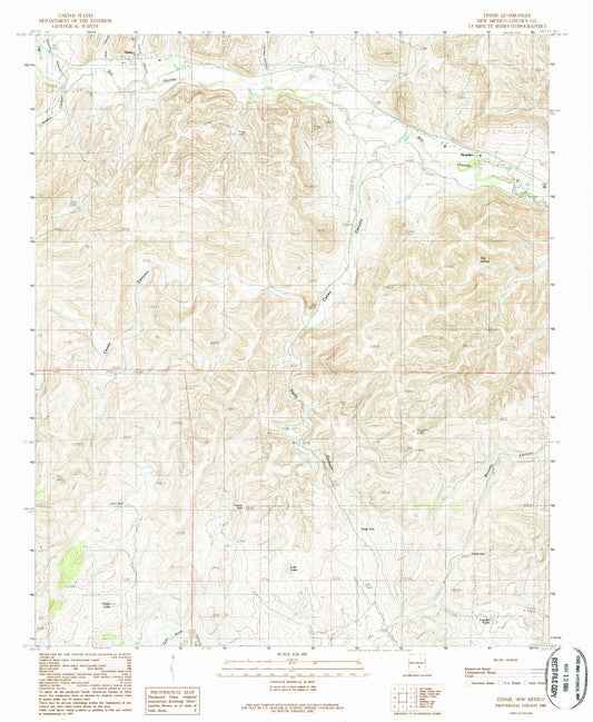 Classic USGS Tinnie New Mexico 7.5'x7.5' Topo Map Image