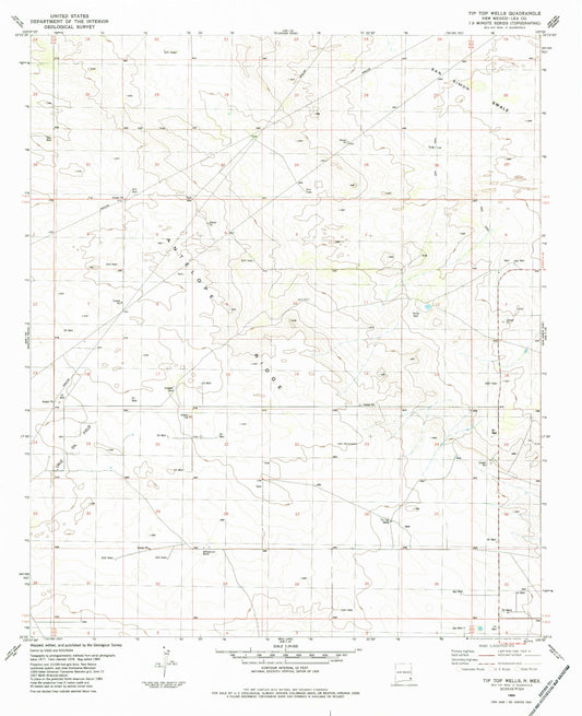 Classic USGS Tip Top Wells New Mexico 7.5'x7.5' Topo Map Image