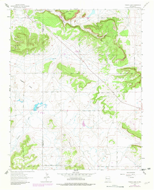 Classic USGS Togeye Lake New Mexico 7.5'x7.5' Topo Map Image