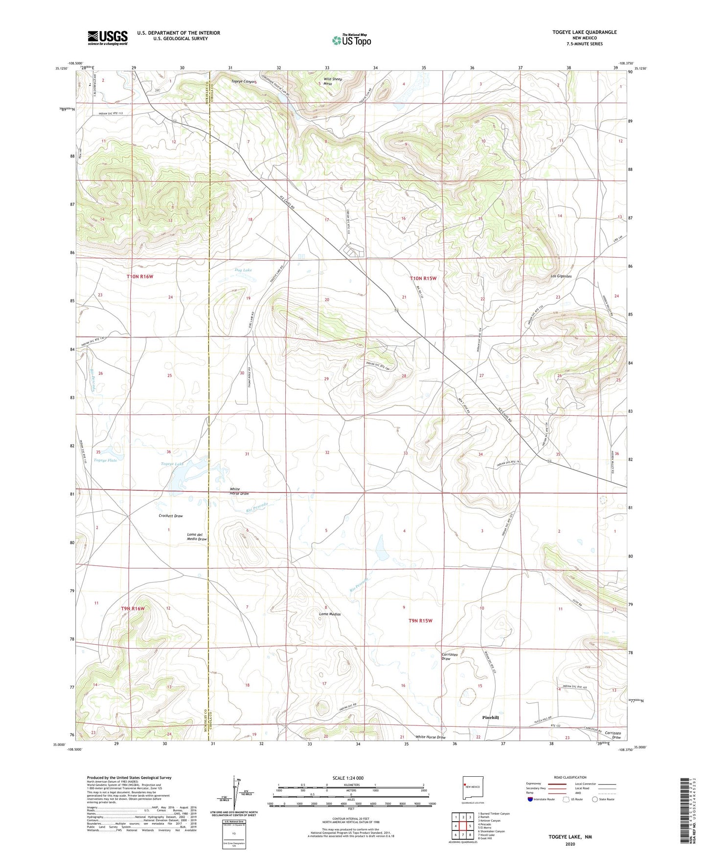 Togeye Lake New Mexico US Topo Map Image