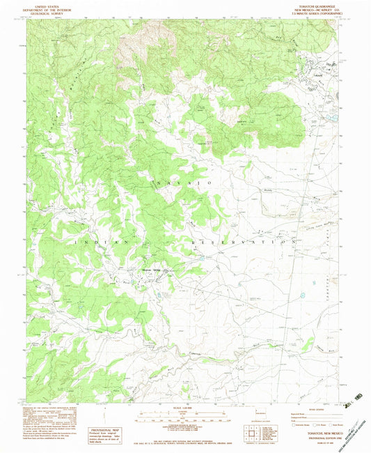 Classic USGS Tohatchi New Mexico 7.5'x7.5' Topo Map Image
