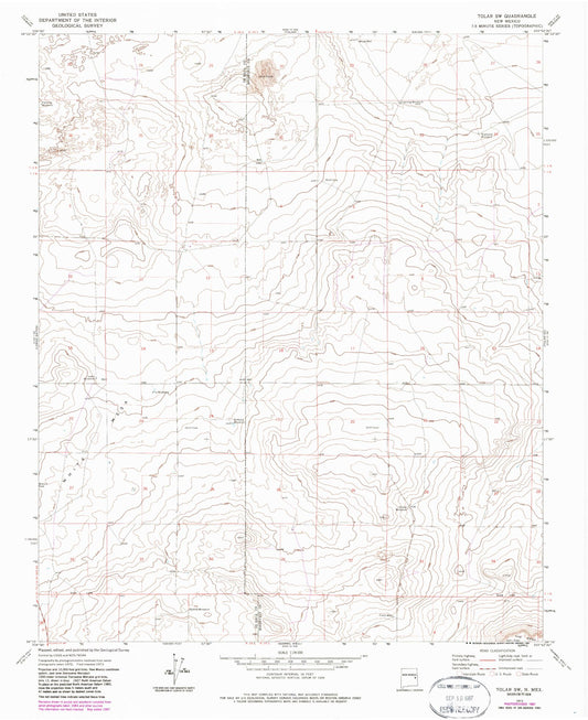 Classic USGS Tolar SW New Mexico 7.5'x7.5' Topo Map Image
