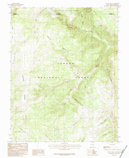 USGS Classic Toltec Mesa New Mexico 7.5'x7.5' Topo Map Image