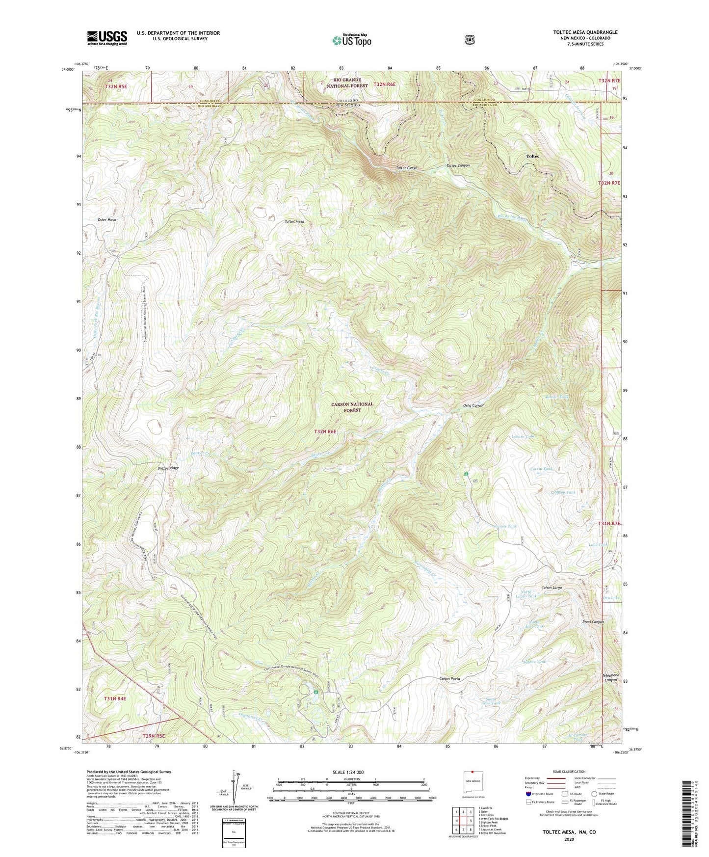 Toltec Mesa New Mexico US Topo Map Image