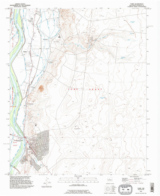 Classic USGS Tome New Mexico 7.5'x7.5' Topo Map Image
