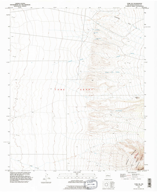 Classic USGS Tome NE New Mexico 7.5'x7.5' Topo Map Image