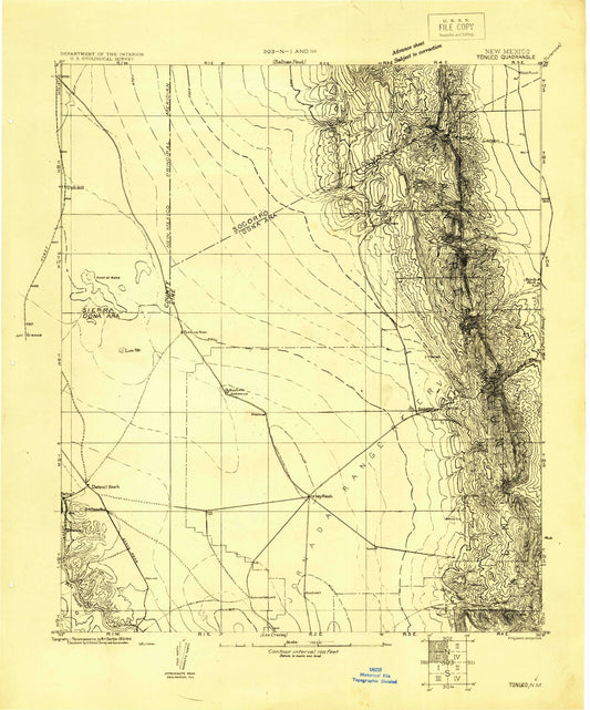 Historic 1916 Tonuco New Mexico 30'x30' Topo Map Image