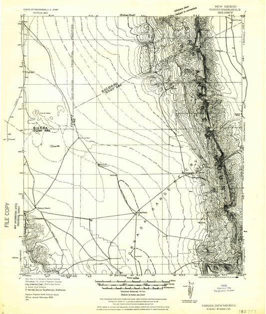 Historic 1932 Tonuco New Mexico 30'x30' Topo Map Image