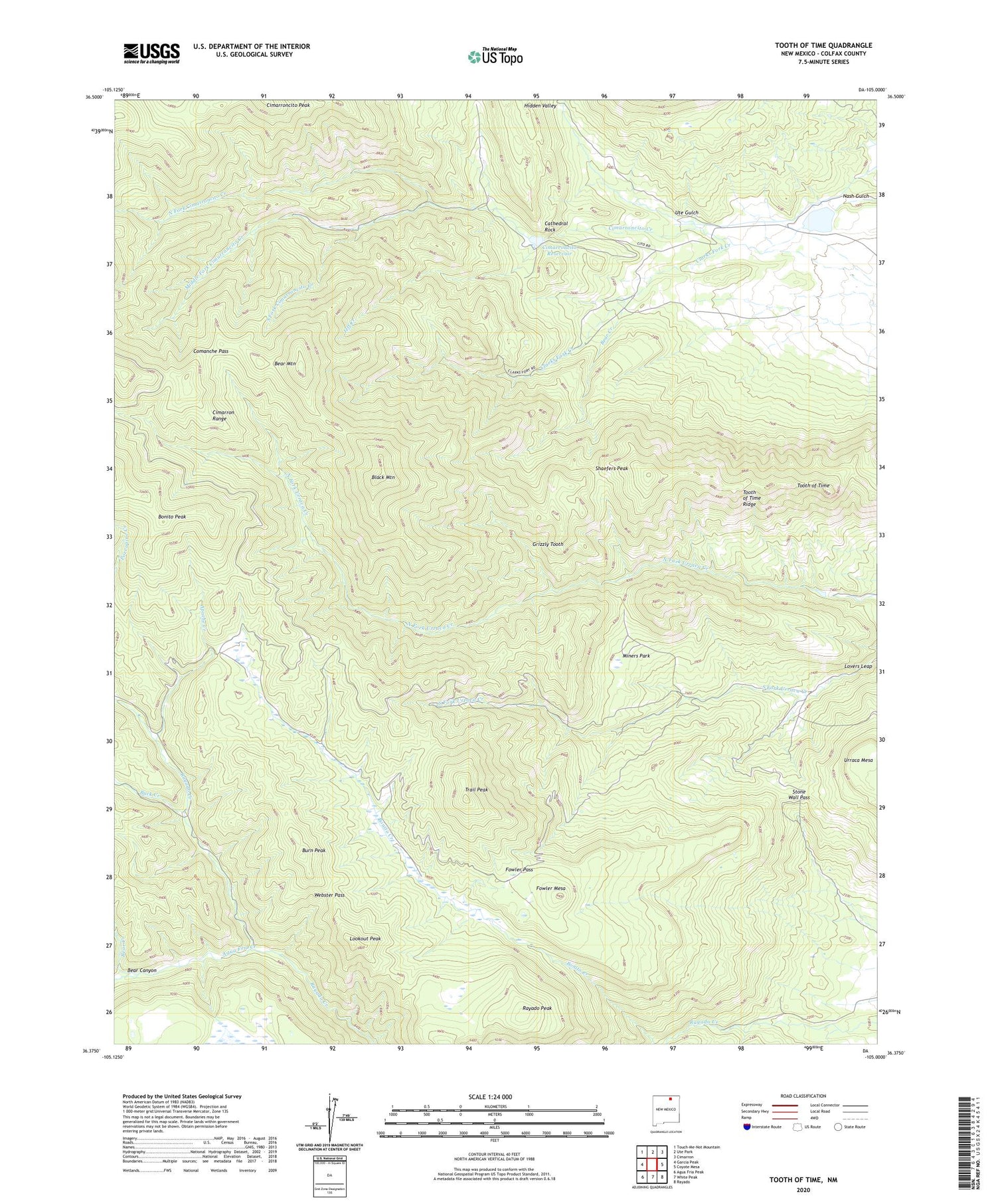 Tooth of Time New Mexico US Topo Map Image