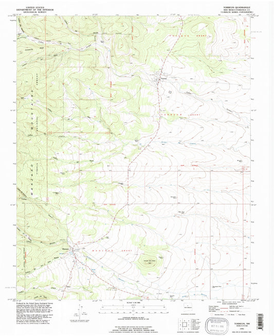 Classic USGS Torreon New Mexico 7.5'x7.5' Topo Map Image