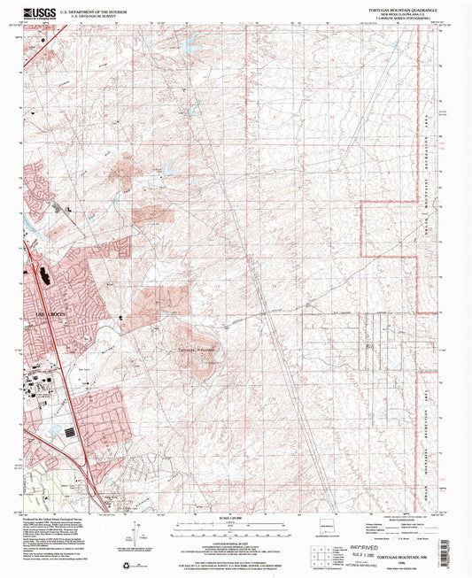 Classic USGS Tortugas Mountain New Mexico 7.5'x7.5' Topo Map Image