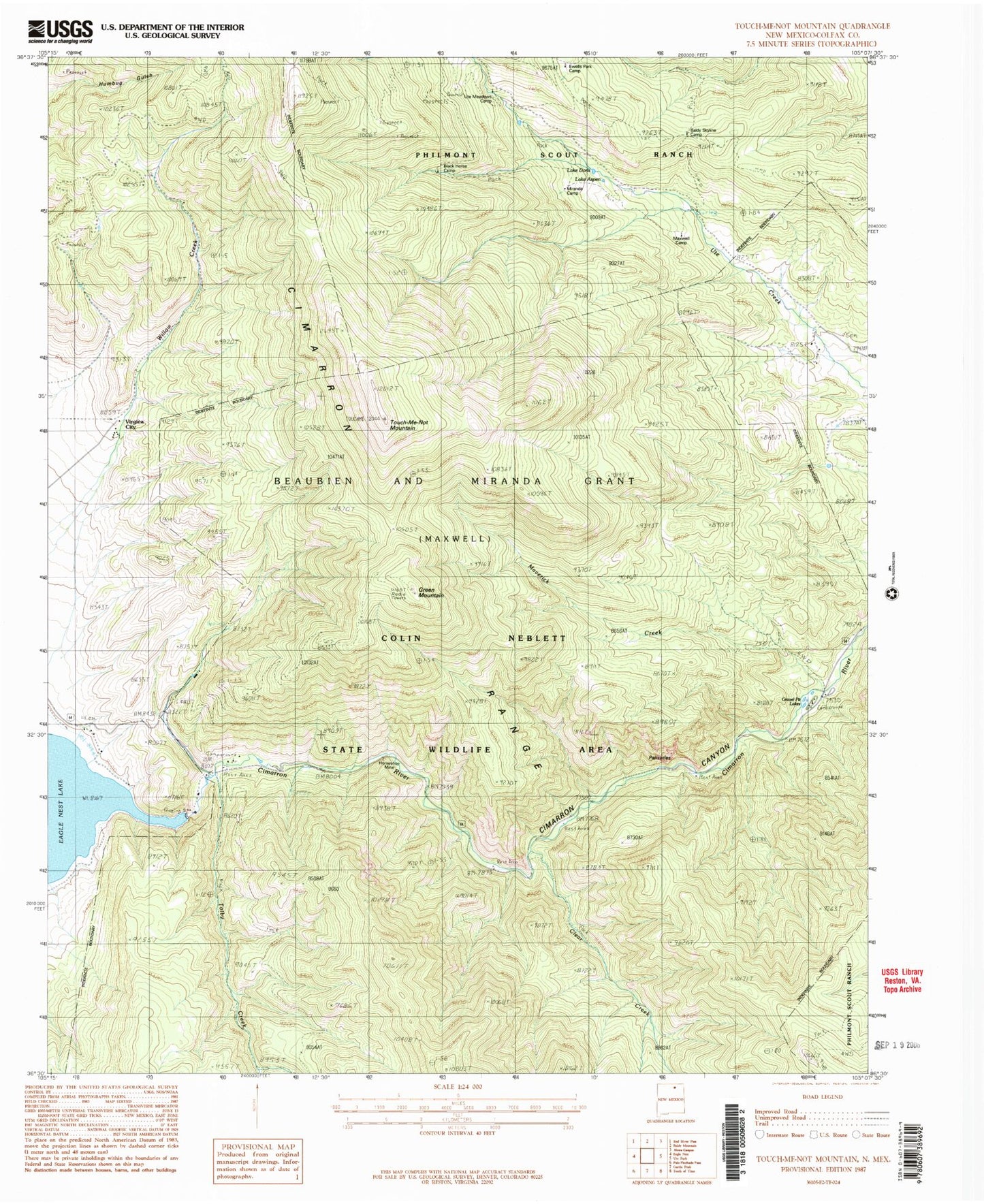Classic USGS Touch-Me-Not Mountain New Mexico 7.5'x7.5' Topo Map Image