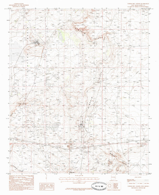 Classic USGS Tower Hill North New Mexico 7.5'x7.5' Topo Map Image