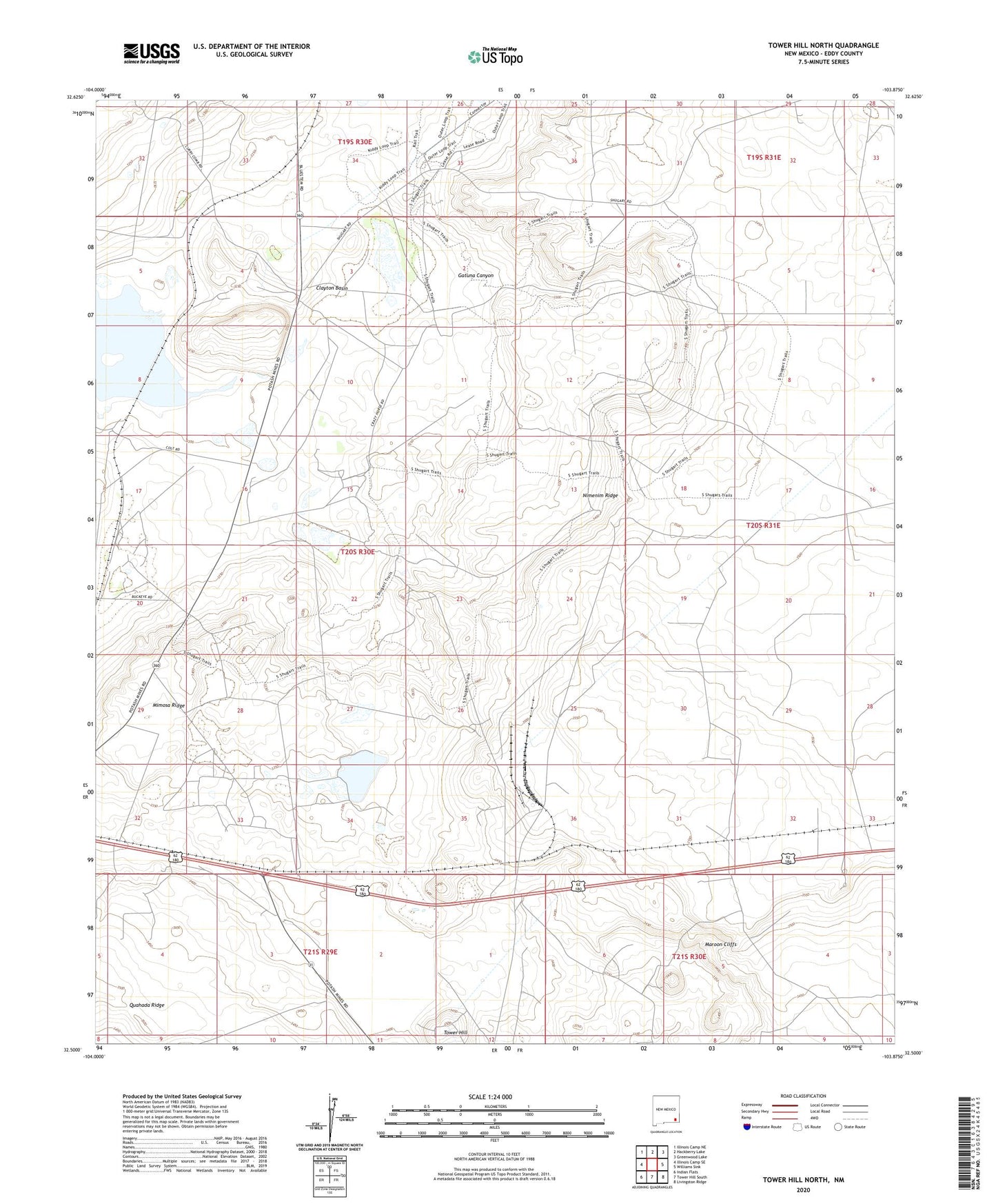 Tower Hill North New Mexico US Topo Map Image
