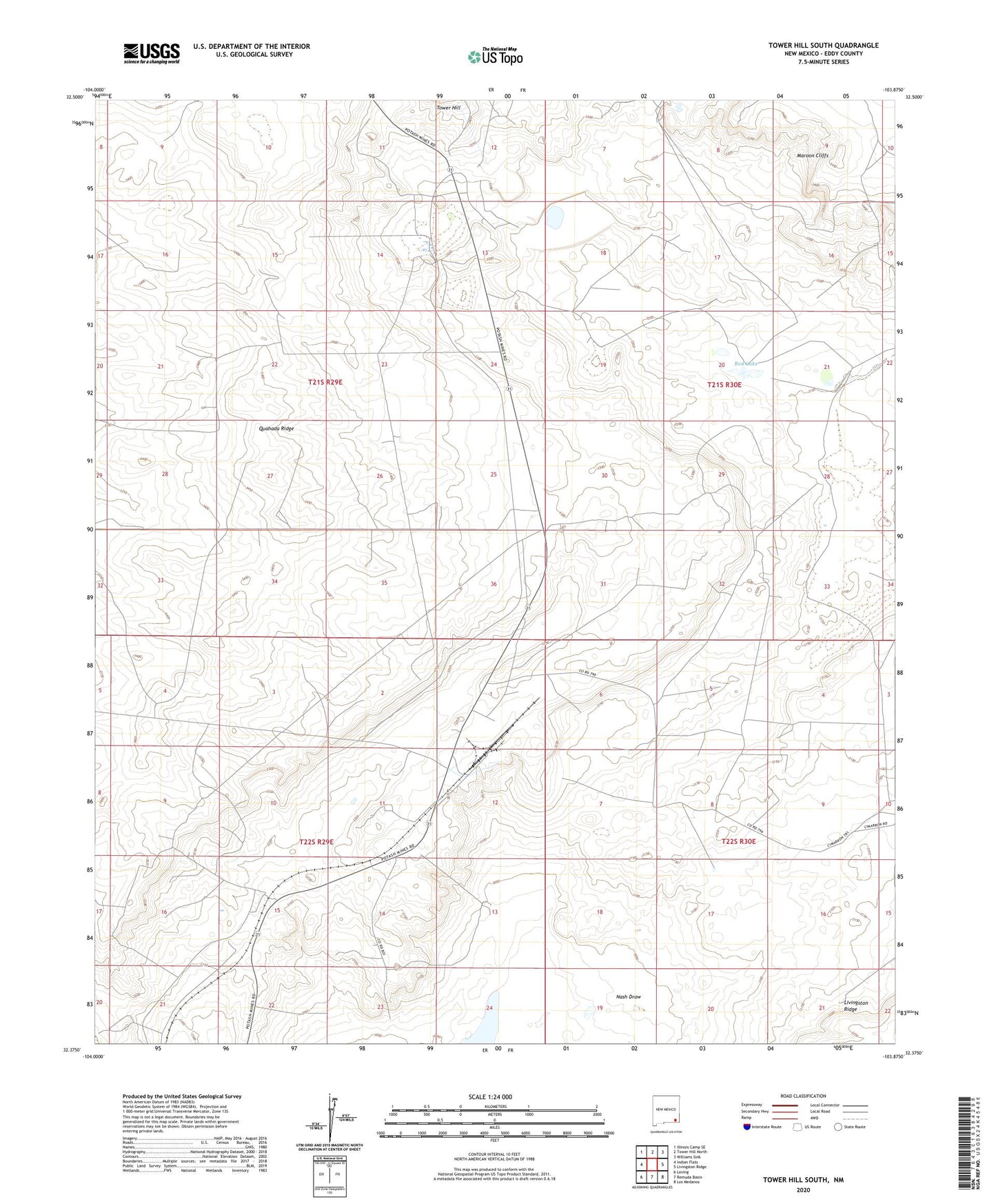 Tower Hill South New Mexico US Topo Map Image