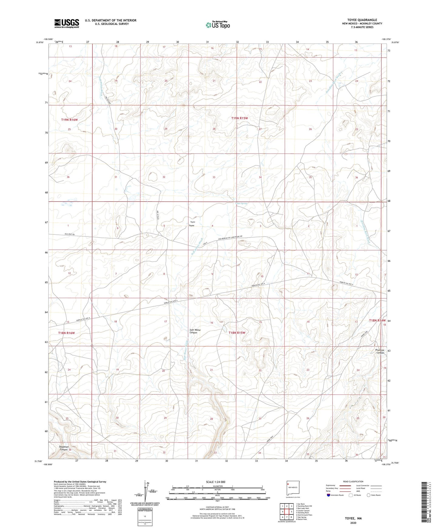 Toyee New Mexico US Topo Map Image