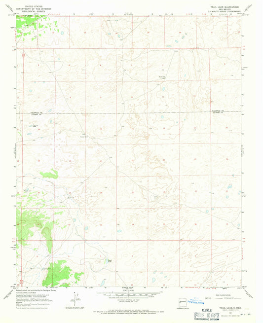 Classic USGS Trail Lake New Mexico 7.5'x7.5' Topo Map Image