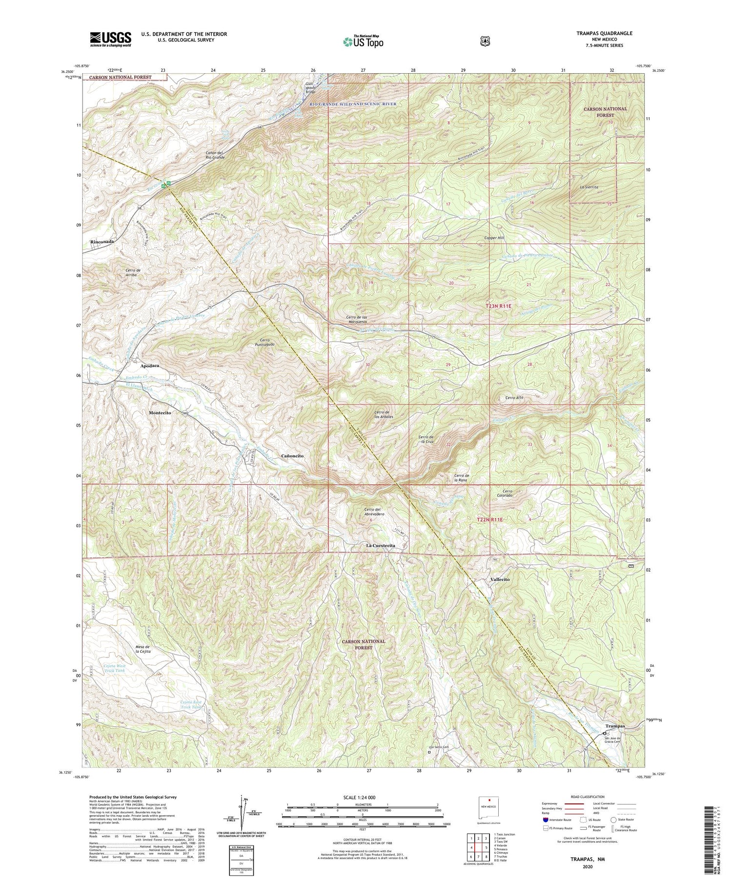 Trampas New Mexico US Topo Map Image