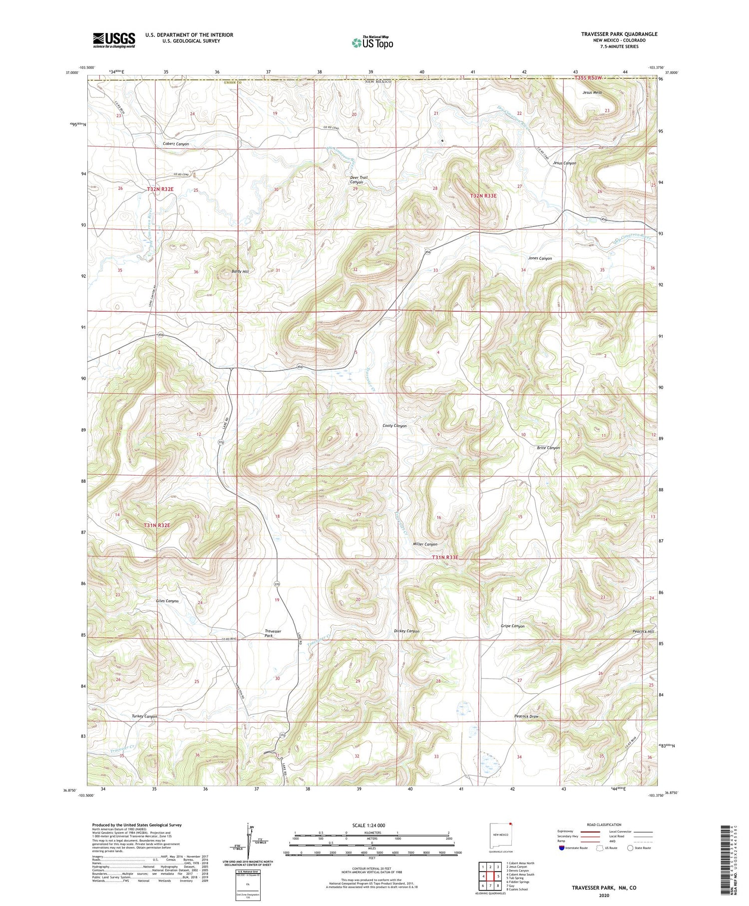 Travesser Park New Mexico US Topo Map Image