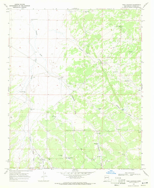 Classic USGS Tres Lagunas New Mexico 7.5'x7.5' Topo Map Image