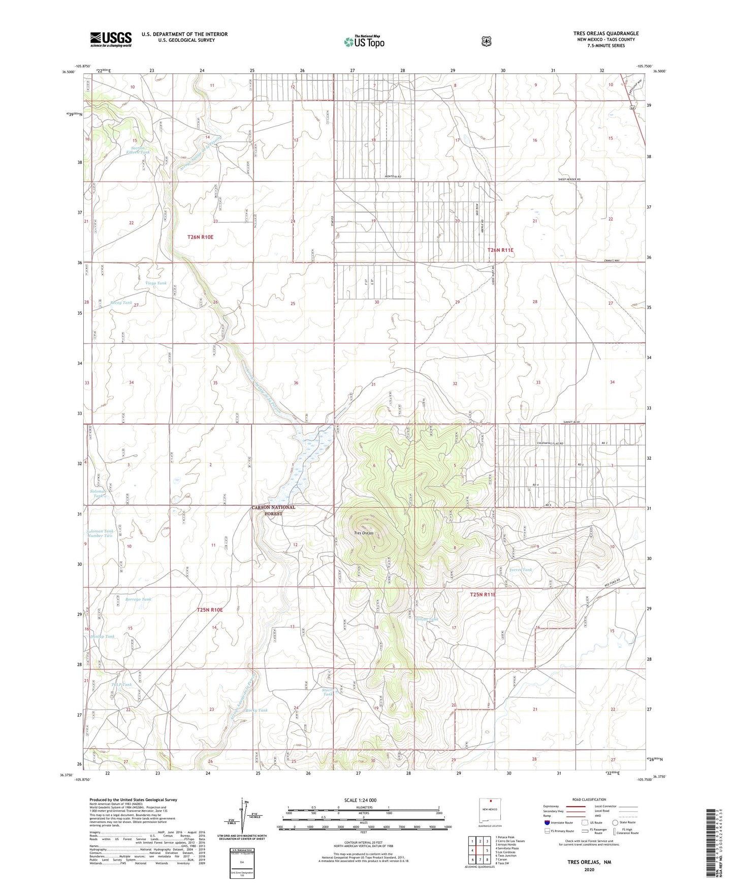 Tres Orejas New Mexico US Topo Map Image