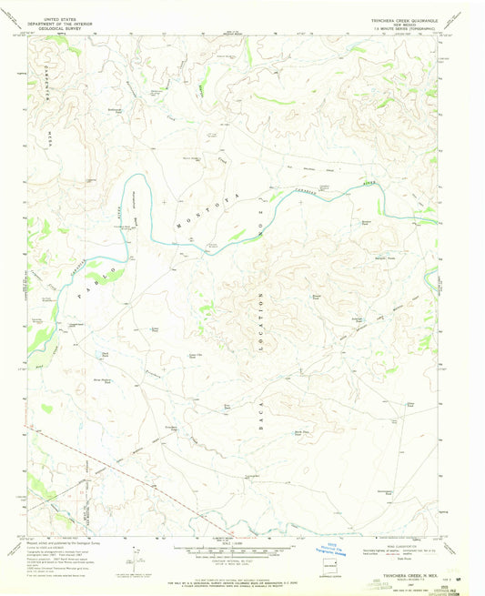 Classic USGS Trinchera Creek New Mexico 7.5'x7.5' Topo Map Image