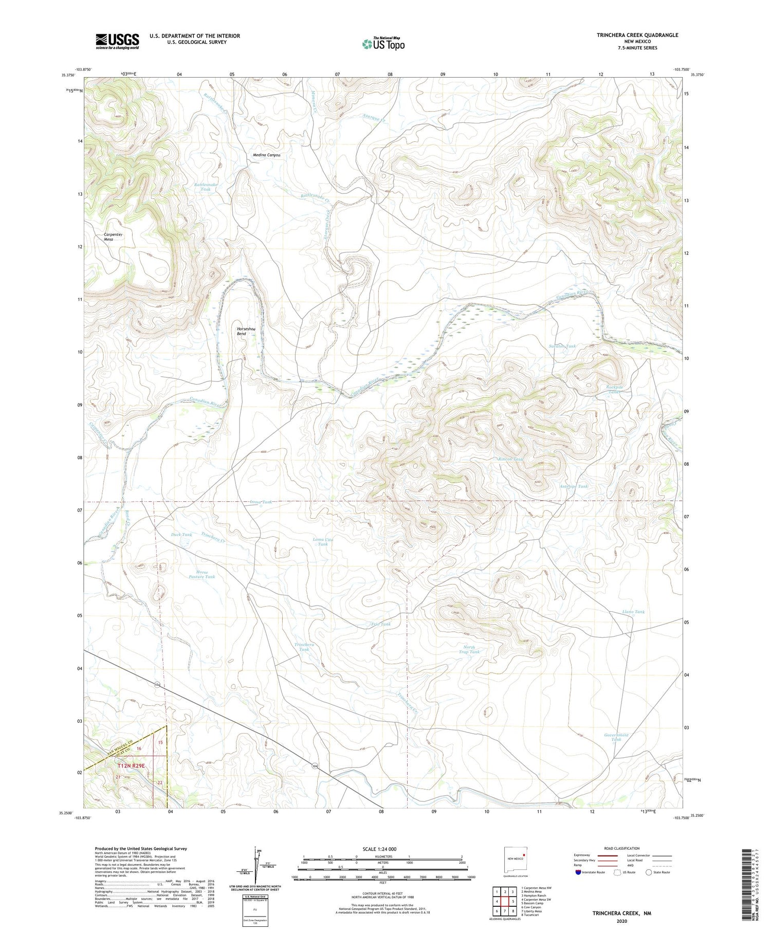 Trinchera Creek New Mexico US Topo Map Image