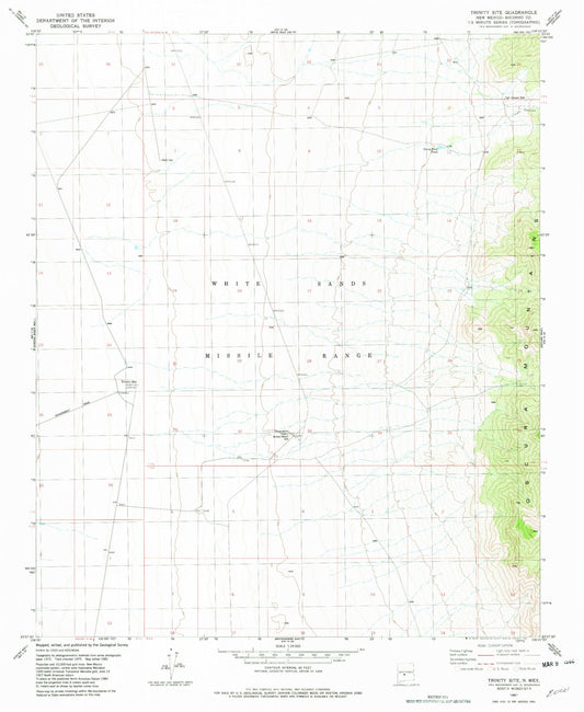 Classic USGS Trinity Site New Mexico 7.5'x7.5' Topo Map Image