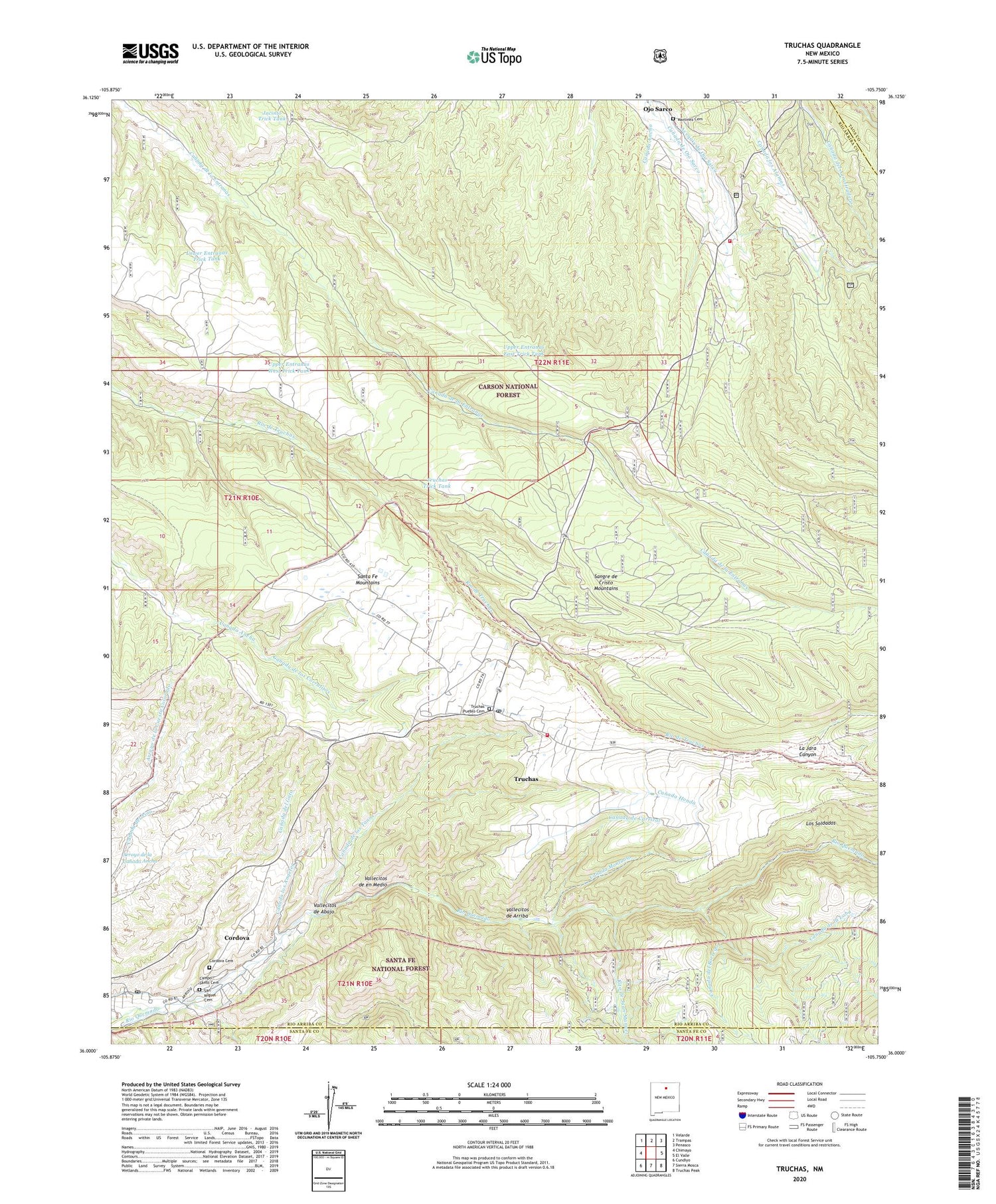Truchas New Mexico US Topo Map Image