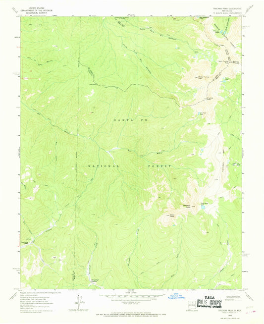 USGS Classic Truchas Peak New Mexico 7.5'x7.5' Topo Map Image