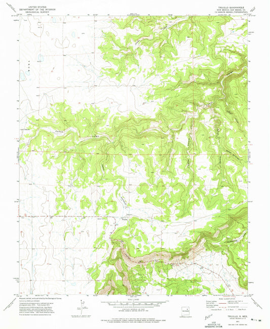 Classic USGS Trujillo New Mexico 7.5'x7.5' Topo Map Image