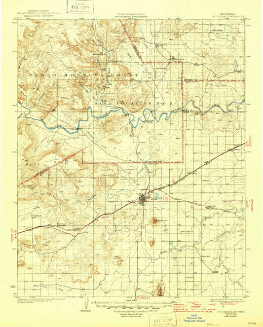 Historic 1930 Tucumcari New Mexico 30'x30' Topo Map Image