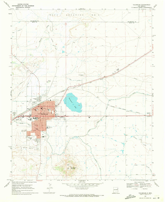 Classic USGS Tucumcari New Mexico 7.5'x7.5' Topo Map Image