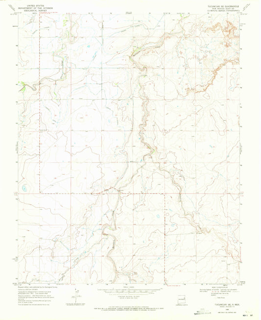 Classic USGS Tucumcari SE New Mexico 7.5'x7.5' Topo Map Image
