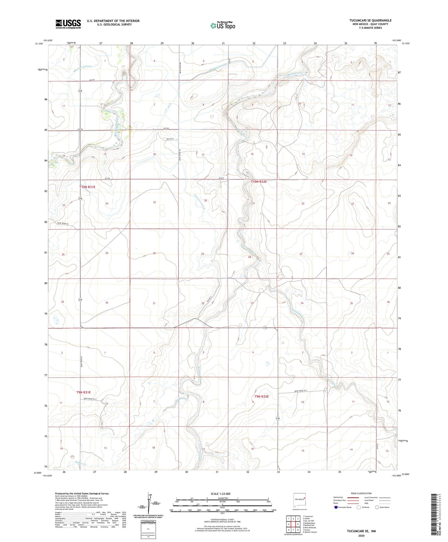 Tucumcari SE New Mexico US Topo Map Image