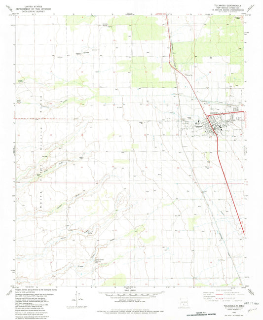 Classic USGS Tularosa New Mexico 7.5'x7.5' Topo Map Image