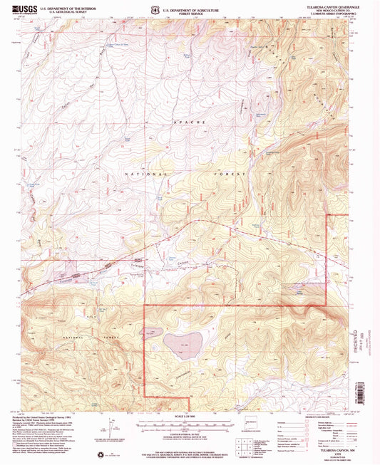 Classic USGS Tularosa Canyon New Mexico 7.5'x7.5' Topo Map Image