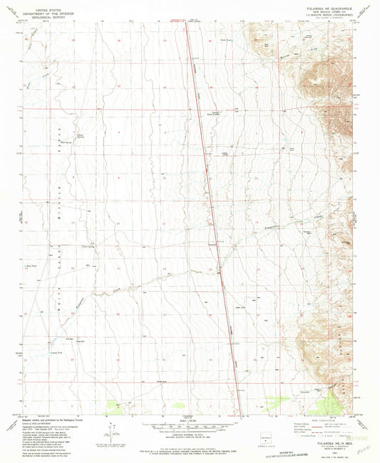 Classic USGS Tularosa NE New Mexico 7.5'x7.5' Topo Map Image