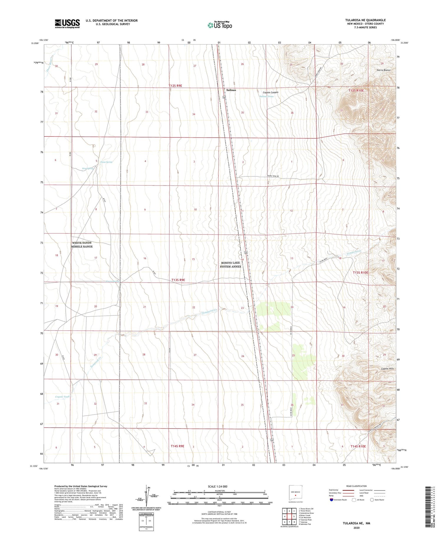 Tularosa NE New Mexico US Topo Map Image