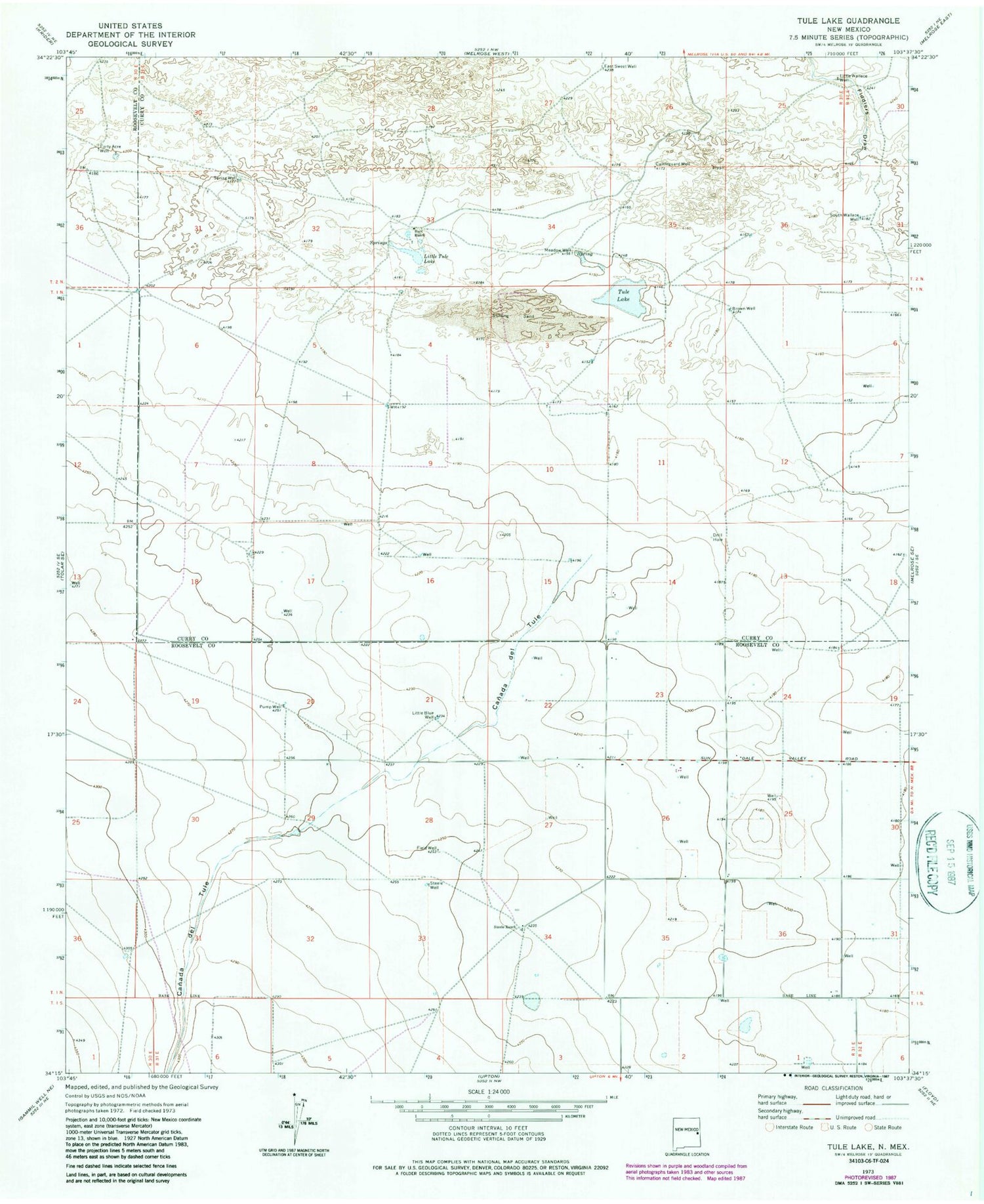 Classic USGS Tule Lake New Mexico 7.5'x7.5' Topo Map Image