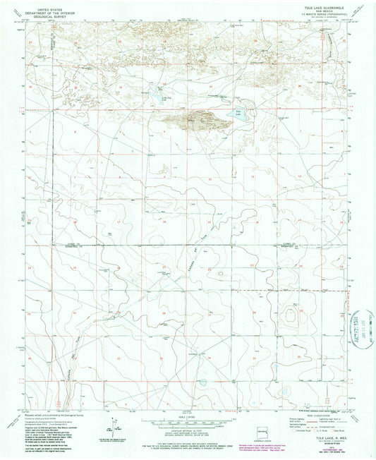 Classic USGS Tule Lake New Mexico 7.5'x7.5' Topo Map Image